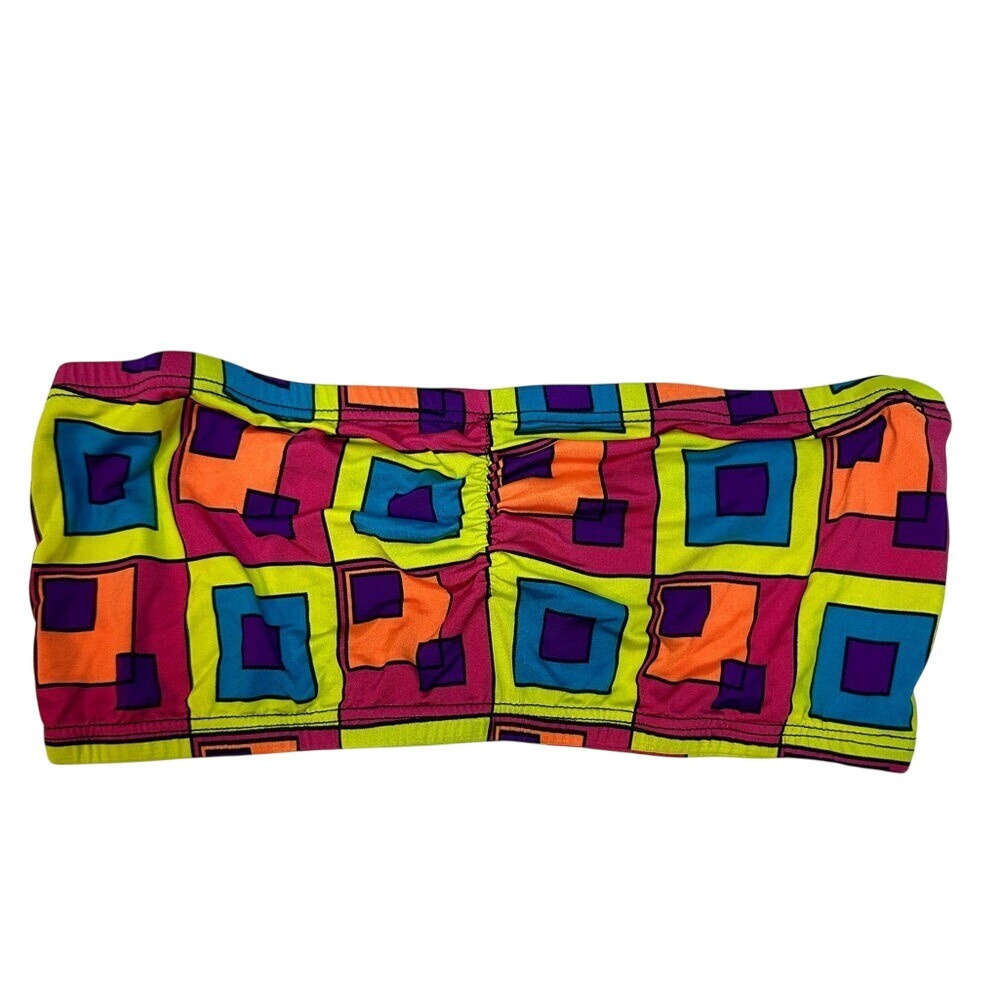 See You Monday Funky Geometric Bright Printed Bandeau Top Juniors Small